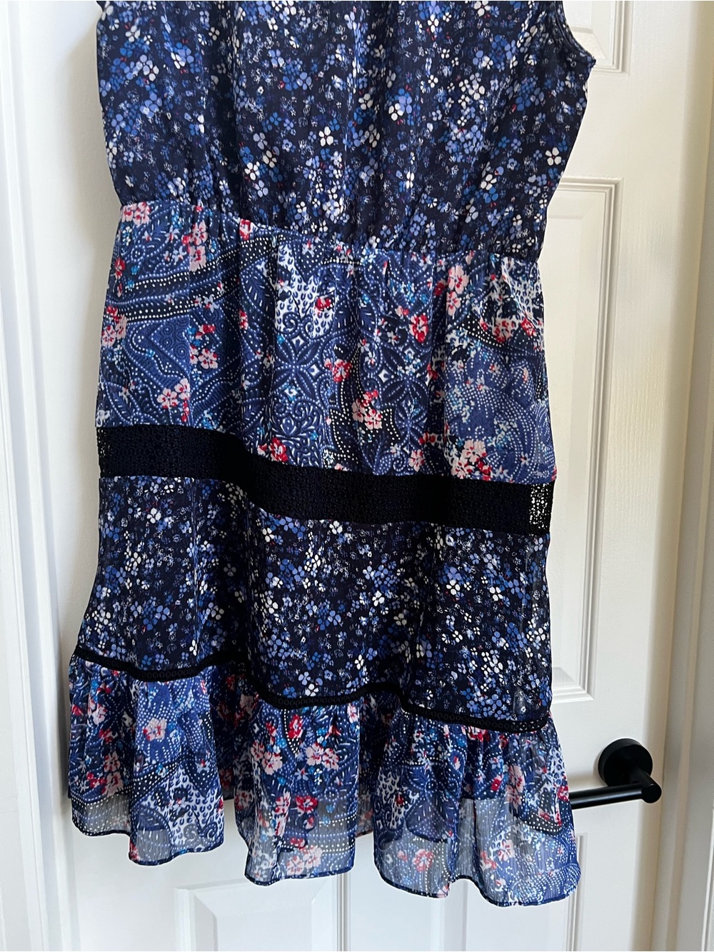 Navy Floral Tiered Dress